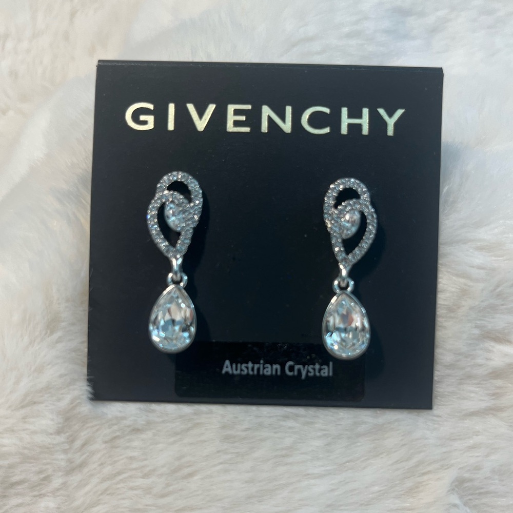 Givenchy Silver Crystal Drop Earrings